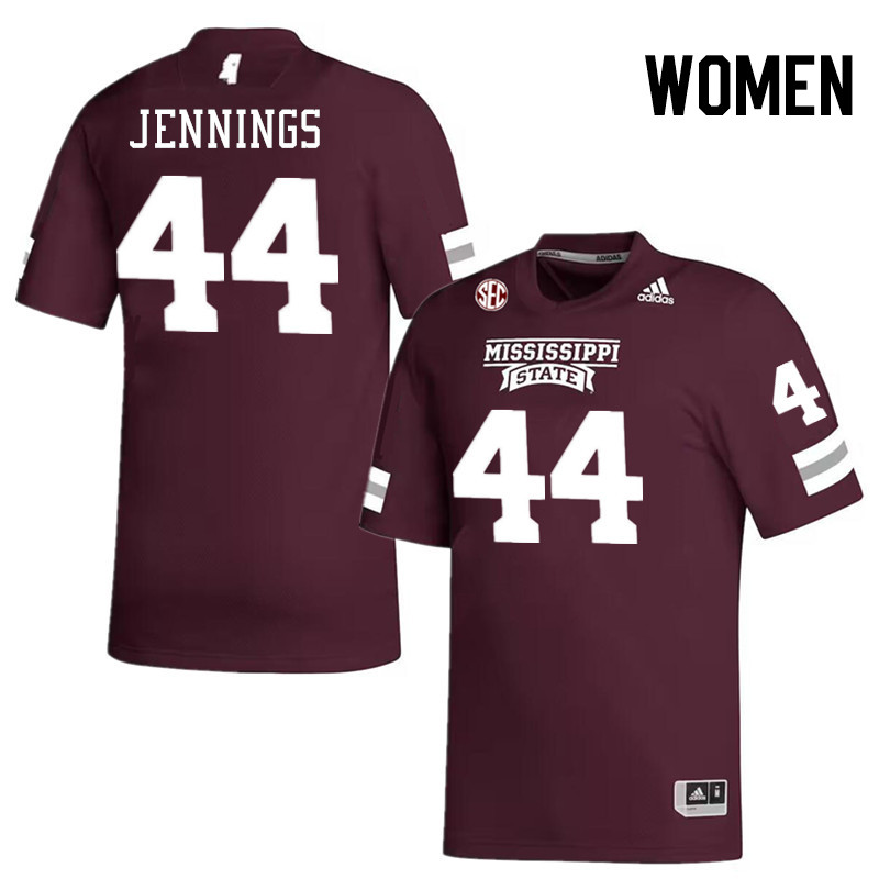 Women #44 Branden Jennings Mississippi State Bulldogs College Football Jerseys Stitched-Maroon